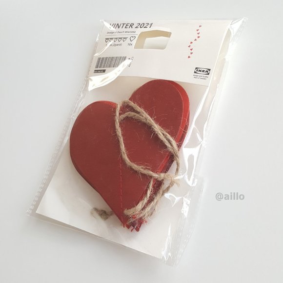 IKEA VINTER 2021 Garland, handmade heart-shaped, red, 2 yard - Picture 9 of 12